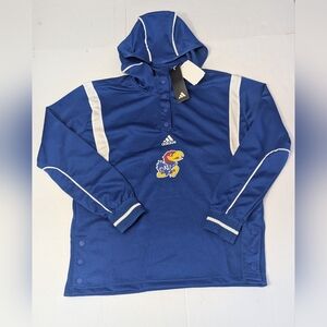 Adidas Kansas Jayhawks Women Long Sleeve Hoodie Shirt Size S